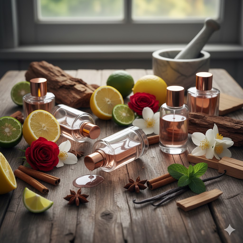 زجاجات عطر مبعثرة